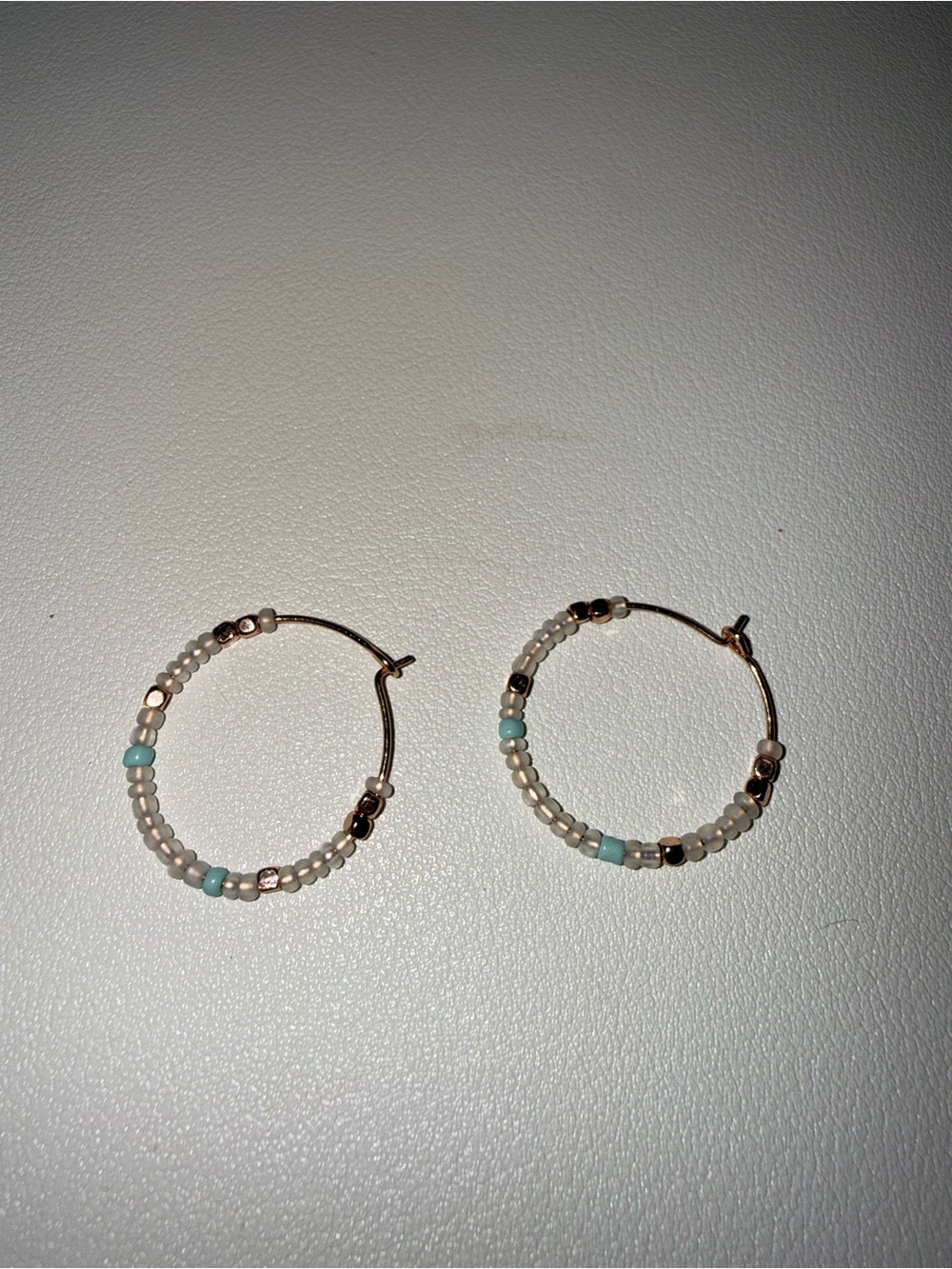 Pilgrim Gold Hoop Earrings with Mint and Pearl Beads